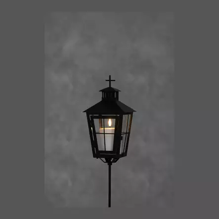 Hautalyhty 3D LED-kynttilällä 88,5 cm maapiikillä Finnlumor - Musta metallinen hautalyhty hämäräkytkimellä ja ajastimella (IP44) - LED-ljus och lyktor - 6410416562988 - 1
