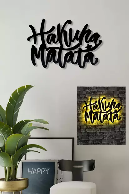 Dekorativ Ledbelysning Wallity Hakuna Matata Gul MDF 40x60 cm - Ljussmycken och ljusfigurer - 8683342966368 - 2