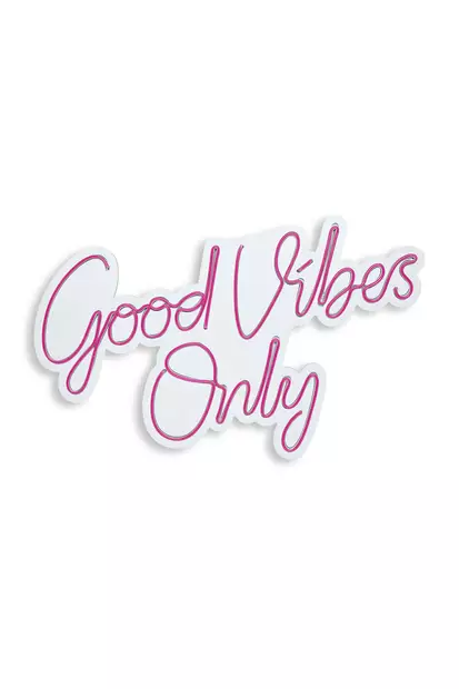 Dekorativ Led Väggbelysning Wallity Good Vibes Only Pink Plast 37x62 cm - Ljussmycken och ljusfigurer - 8683342865258 - 1