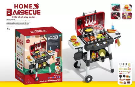 Leksaksgrill Home Barbecue 84 cm - Ljus och ångfunktion - Hemets rollspel och affärsrollspel - 6438484018848 - 1