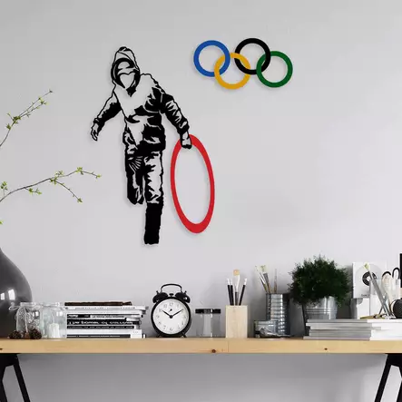 Väggdekor Metall Wallity Banksy Flerfärgad Metall 62x61 cm - Dekorationer, prydnadsföremål - 8683743016778 - 2