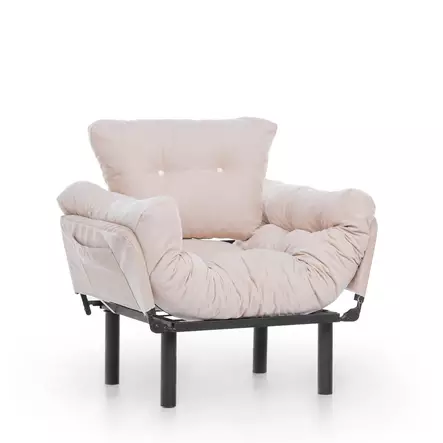 Öronlappsfåtölj Atelier del Sofa Nitta Cream Polyester 95x70x85 cm - Fåtöljer - 8681875833768 - 1