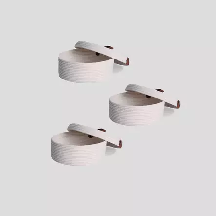 Korgset i bomull (3 delar), ecru, 15 x 15 x 7 cm, slitstark, stilren - Förvaringslådor och korgar - 8683742916468 - 2