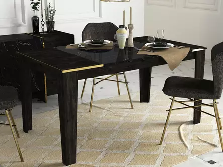 Matbord Hanah Home Veyron Svart Guld Spånskiva 145x76,2x85 cm - Matbord - 8681875670028 - 2