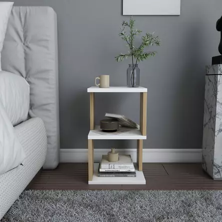 Sängbord Hanah Home Carter Vit Ek Spånskiva 29,6x29,6x49,4 cm - Nattduksbord - 8683743120208 - 2