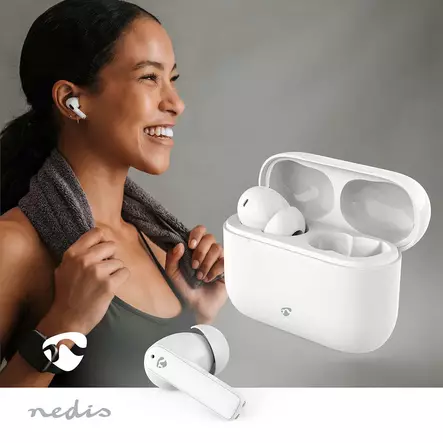 Fullt Trådlösa hörlurar | ENC (Environmental Noise Cancelling) | Bluetooth® | Batteri 1 driftstid standardanvändning: 1440 min | Tryck på Kontroll | Batteri hölje | Trådlöst laddningsfodral | Inbygd mikrofon | Stöd för röststyrning | Brusreducering | IPX4 | Vit - In-ear hörlurar - 5412810450398 - 5