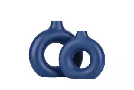 Vas Set Aberto Design Iskandinav Halka Mörkblå Keramik 15x4x20 cm 15x4x16 cm - Hängande blomkrukor och vaser - 8684282698258 - 1