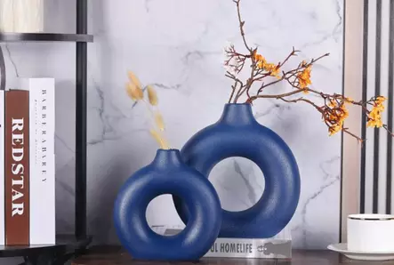 Vas Set Aberto Design Iskandinav Halka Mörkblå Keramik 15x4x20 cm 15x4x16 cm - Hängande blomkrukor och vaser - 8684282698258 - 2