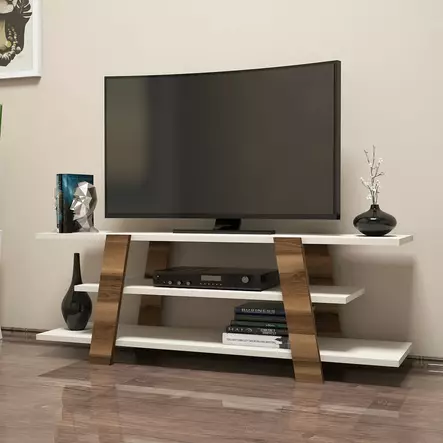 TV-bänk Hanah Home Flower Valnöt Cream Spånskiva 120x42x33,6 cm - TV-bänkar - 8681875184648 - 2