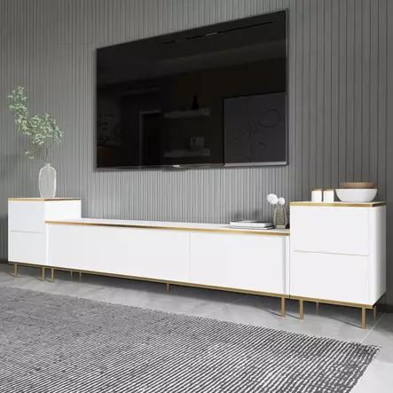TV-bänk Hanah Home Imaj Vit Guld Spånskiva 180x45,2x35 cm 40x60x35 cm - TV-bänkar - 8684282548478 - 2
