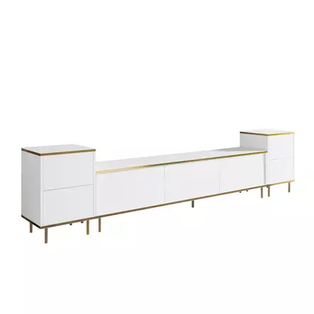 TV-bänk Hanah Home Imaj Vit Guld Spånskiva 180x45,2x35 cm 40x60x35 cm - TV-bänkar - 8684282548478 - 1
