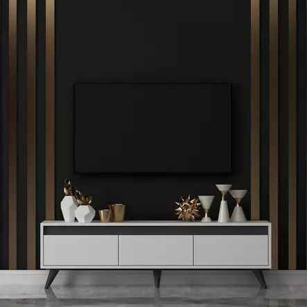 TV-bänk Hanah Home Century Vit Spånskiva 150x30x45 cm - TV-bänkar - 8683742102168 - 2