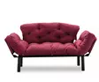 2-sits bäddsoffa Atelier del Sofa Nitta Maroon Easy Clean Tyg 155x70x80 cm - Bäddsoffor - 8681875569438 - 4