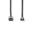 High Speed HDMI kabel med Ethernet | HDMI Kontakt | HDMI Mini kontakt | 4K@60Hz | 18 Gbps | 2.00 m | Rund | Bomull | Antracit / Grått Med Metall | Kartong med täckt fönster - HDMI-kablar - 5412810319558 - 10