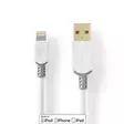 Lightning Kabel | USB 2.0 | Apple Lightning, 8-stifts | USB-A Hane | 480 Mbps | Guldplaterad | 1.00 m | Rund | PVC | Grå / Vit | Låda - Blixtkablar - 5412810264308 - 1
