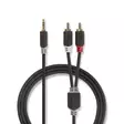 Stereoljudkabel | 3.5 mm Hane | 2x RCA Hane | Guldplaterad | 0.50 m | Rund | Antracit | Låda - Ljudkablar - 5412810265008 - 1