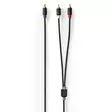 Subwoofer Kabel | RCA Hane | 2x RCA Hane | Guldplaterad | 3.00 m | Rund | 4.0 mm | Antracit | Låda - Ljudkablar - 5412810335688 - 31