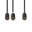 Subwoofer Kabel | RCA Hane | 2x RCA Hane | Guldplaterad | 3.00 m | Rund | 4.0 mm | Antracit | Låda - Ljudkablar - 5412810335688 - 10