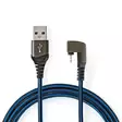 USB-kabel | USB 2.0 | Apple Lightning, 8-stifts | USB-A Hane | 12 W | 480 Mbps | Nickelplaterad | 1.00 m | Rund | Flätad / Nylon | Blå / Svart | Kartong med täckt fönster - Spelprodukter - 5412810326808 - 31