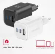 Laddare | 65 W | 2x USB-C 65W PD/1x USB-A 18W QC | Vit | Swissten - Nätladdare - 8595217484528 - 1