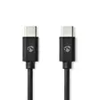 USB-kabel | USB 2.0 | USB-C Hane | USB-C Hane | 60 W | 480 Mbps | Nickelplaterad | 2.00 m | Rund | PVC | Svart | Låda - Dator och nätverk - 5412810481248 - 1