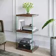 Bokhylla Hanah Home R300 Valnöt Massiv Furu Härdat Glas 40x80x35 cm - Bokhyllor - 8681875832068 - 1