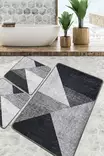 Badrumsmatta Set Mijölnir Grå Antibakteriell Halkfri 100% Polyester 50x60 cm & 60x100 cm - Badrumsmattor och våtrumsmattor - 8683342801508 - 2