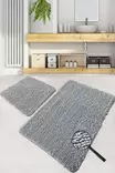 Badrumsmatta Set Mijölnir Grå Halkfri Antibakteriell 100% Bomull 50x60 cm & 60x100 cm - Badrumsmattor och våtrumsmattor - 8683342922388 - 2