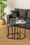 Nästbord Hanah Home Alya Svart Härdat Glas 34x50x34 42x54x42 50x58x50 cm - Bord - 8683742475248 - 3