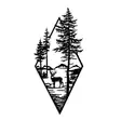 Väggdekor Metall Wallity Deer Svart Metall 39x85 cm - Dekorationer, prydnadsföremål - 8684282463108 - 1