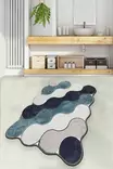 Badrumsmatta, blå, mörkblå, vit, beige, 70 x 120 cm, antibakteriell, halkfri - Badrumsmattor och våtrumsmattor - 8683743784448 - 2