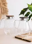 Flaska Hermia Transparent Glas Bambulock 2000 ml - Serveringsfat - 8684283558728 - 3