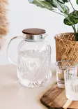 Flaska Hermia Transparent Glas Bambulock 2000 ml - Serveringsfat - 8684283558728 - 2