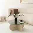 Soffbord Hanah Home Bubble Travertin Glas Spånskiva 75x35 cm - Soffbord - 8684283059188 - 3