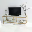 TV-bänk Hanah Home Basic Gold Guld Härdat Glas Metall 130x45x40 cm - TV-bänkar - 8682870730878 - 5