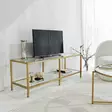 TV-bänk Hanah Home Basic Gold Guld Härdat Glas Metall 130x45x40 cm - TV-bänkar - 8682870730878 - 6