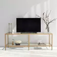 TV-bänk Hanah Home Basic Gold Guld Härdat Glas Metall 130x45x40 cm - TV-bänkar - 8682870730878 - 3