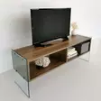 TV-bänk Hanah Home TV404 Valnöt Spånskiva Härdat Glas 120x45x35 cm - TV-bänkar - 8681875986358 - 6