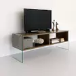 TV-bänk Hanah Home TV404 Valnöt Spånskiva Härdat Glas 120x45x35 cm - TV-bänkar - 8681875986358 - 5