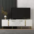 TV-bänk Hanah Home Detas Vit Guld Spånskiva 150x48,2x35 cm - TV-bänkar - 8683743397808 - 2