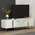 TV-bänk Hanah Home Detas Vit Guld Spånskiva 150x48,2x35 cm - TV-bänkar - 8683743397808 - 3