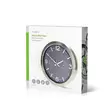 Väggklocka | Diameter: 300 mm | Rostfritt stål | Tyst rörelse | Termometer (temperatur) | Hygrometer | Grå / Metall - Klockor - 5412810473878 - 67