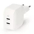 Väggladdare | 35 W | GaN | PD3.0 | Snabbladdnings funktion | 1.75 / 2.33 / 2.92 / 3.0 A | Antal utgångar: 2 | 2x USB-C | Automatiskt val av Spänning | Vit - Nätladdare - 5412810470198 - 1