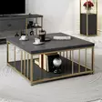 Soffbord Hanah Home Zenn Antracit Guld Spånskiva 90x90x40 cm - Soffbord - 8683743791248 - 2