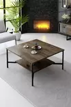 Soffbord Hanah Home Black Line Valnöt Svart Spånskiva 80x80x40 cm - Soffbord - 8683742126218 - 2