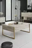 Soffbord Hanah Home Luxe Travertine Guld Spånskiva 90x60x40 cm - Soffbord - 8684282970378 - 2