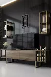 TV-bänk Hanah Home Gold Line Valnöt Svart Spånskiva 180x30x48 cm - TV-bänkar - 8683742126188 - 2