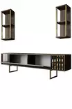 TV-bänk Hanah Home Gold Line Valnöt Svart Spånskiva 180x30x48 cm - TV-bänkar - 8683742126188 - 8