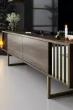 TV-bänk Hanah Home Gold Line Valnöt Svart Spånskiva 180x30x48 cm - TV-bänkar - 8683742126188 - 5