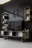 TV-bänk Hanah Home Gold Line Valnöt Svart Spånskiva 180x30x48 cm - TV-bänkar - 8683742126188 - 4